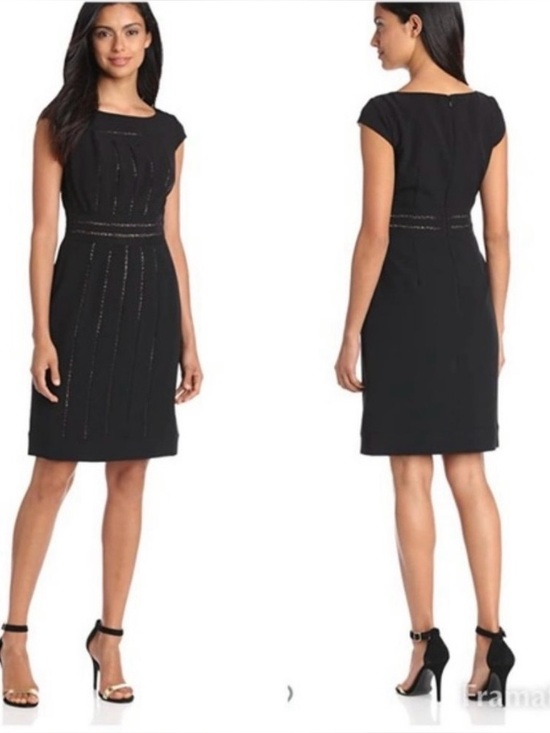 Adrianna Papell Dresses & Skirts - Adrianna Papell Crepe Sheath Dress with Lace Inserts- Size 10 EUC